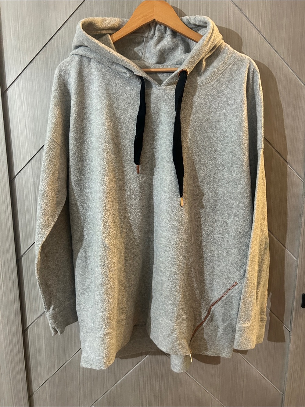 Xersion Light Gray Hoodie with Black velvet Drawstrings